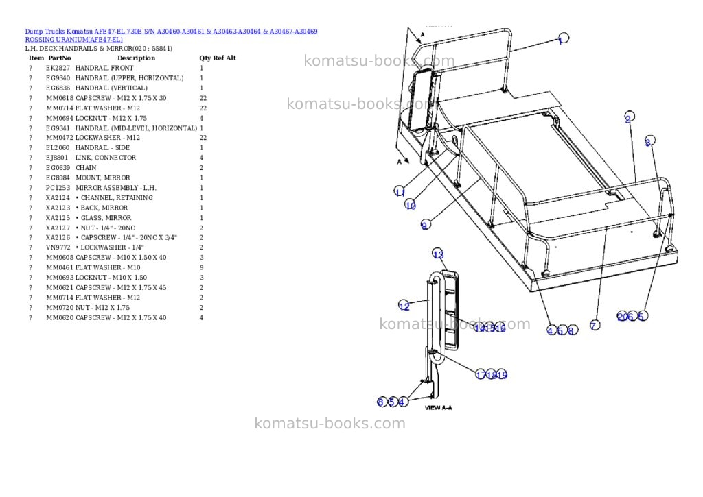 Komatsu afe47-el 730e s/n a30460-a30461 & a30463-a30464 & a30467-a30469 rossing uranium Parts catalog cover Page 10 Komatsu afe47-el 730e s/n a30460-a30461 & a30463-a30464 & a30467-a30469 rossing uranium Parts catalog cover Page 10