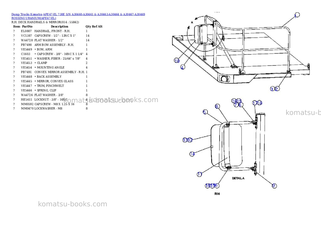 Komatsu afe47-el 730e s/n a30460-a30461 & a30463-a30464 & a30467-a30469 rossing uranium Parts catalog cover Page 7 Komatsu afe47-el 730e s/n a30460-a30461 & a30463-a30464 & a30467-a30469 rossing uranium Parts catalog cover Page 7