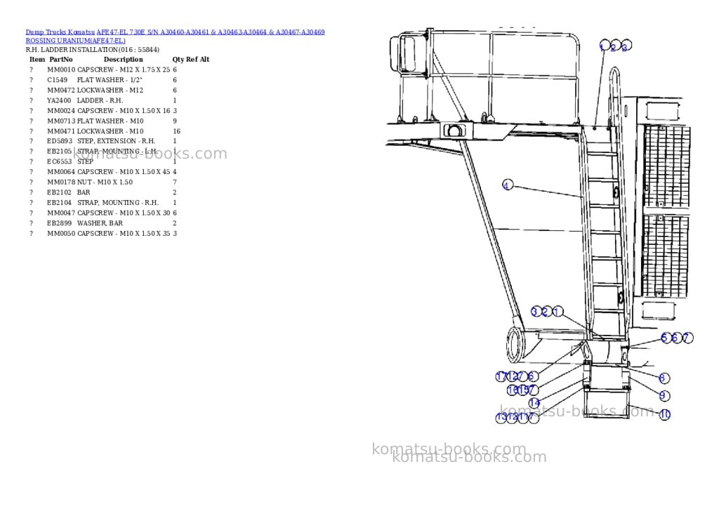 Komatsu afe47-el 730e s/n a30460-a30461 & a30463-a30464 & a30467-a30469 rossing uranium Parts catalog cover Page 8 Komatsu afe47-el 730e s/n a30460-a30461 & a30463-a30464 & a30467-a30469 rossing uranium Parts catalog cover Page 8