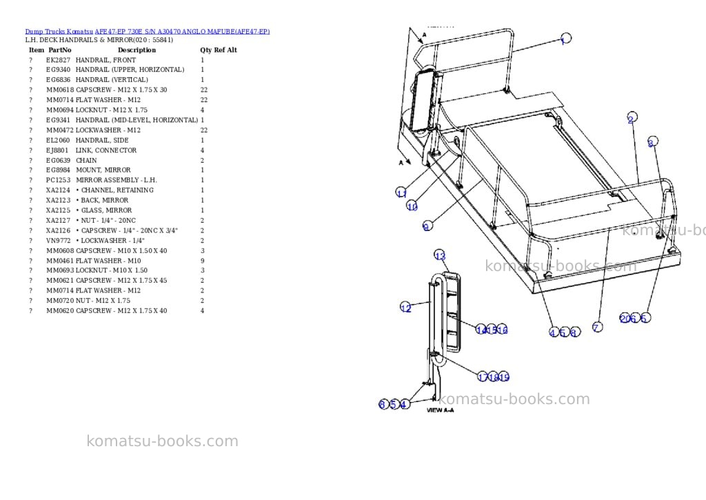 Komatsu afe47-ep 730e s/n a30470 anglo mafube Parts catalog cover Page 10 Komatsu afe47-ep 730e s/n a30470 anglo mafube Parts catalog cover Page 10