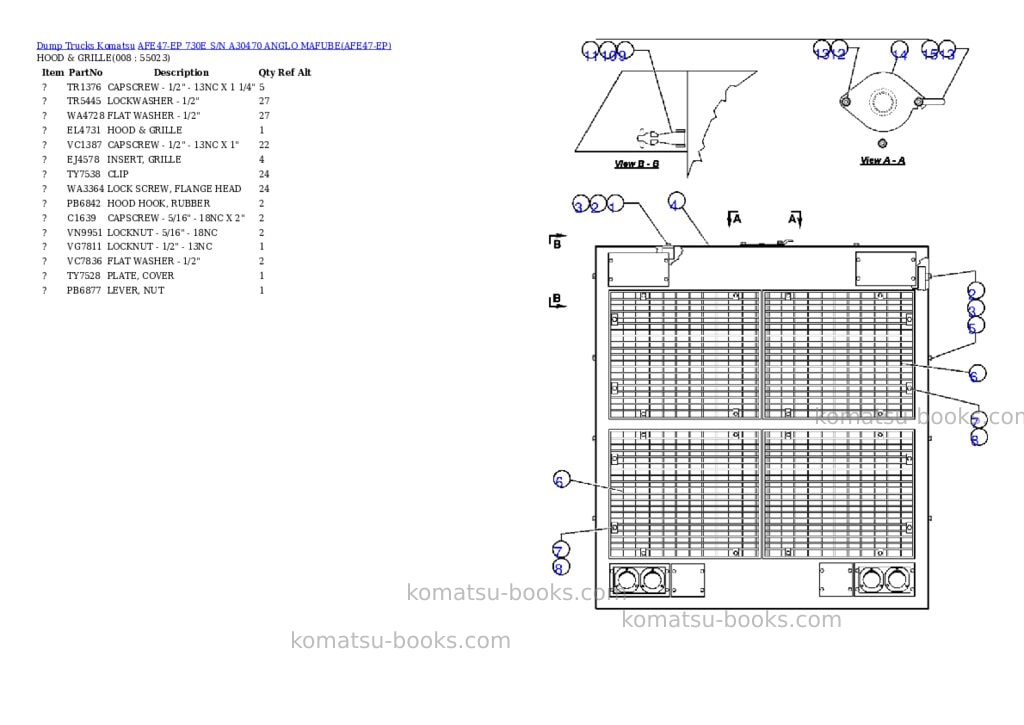 Komatsu afe47-ep 730e s/n a30470 anglo mafube Parts catalog cover Page 4 Komatsu afe47-ep 730e s/n a30470 anglo mafube Parts catalog cover Page 4