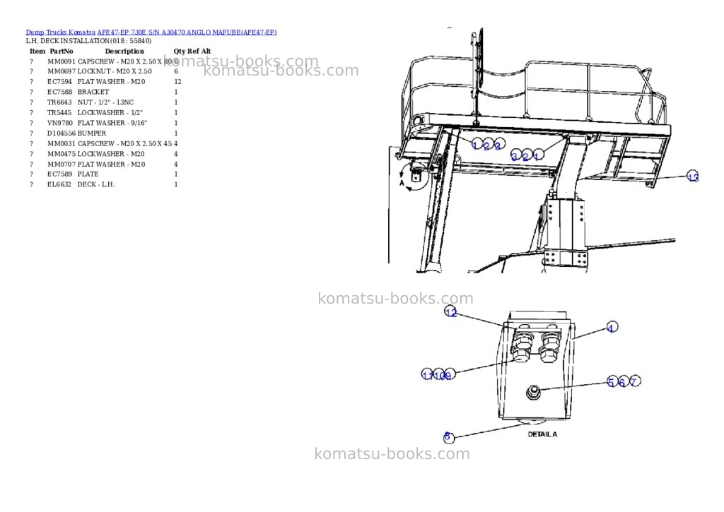 Komatsu afe47-ep 730e s/n a30470 anglo mafube Parts catalog cover Page 9 Komatsu afe47-ep 730e s/n a30470 anglo mafube Parts catalog cover Page 9