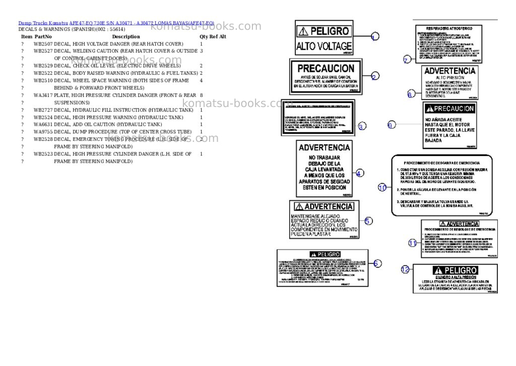 Komatsu afe47-eq 730e s/n a30471 - a30472 lomas bayas Parts catalog cover Komatsu afe47-eq 730e s/n a30471 - a30472 lomas bayas Parts catalog cover