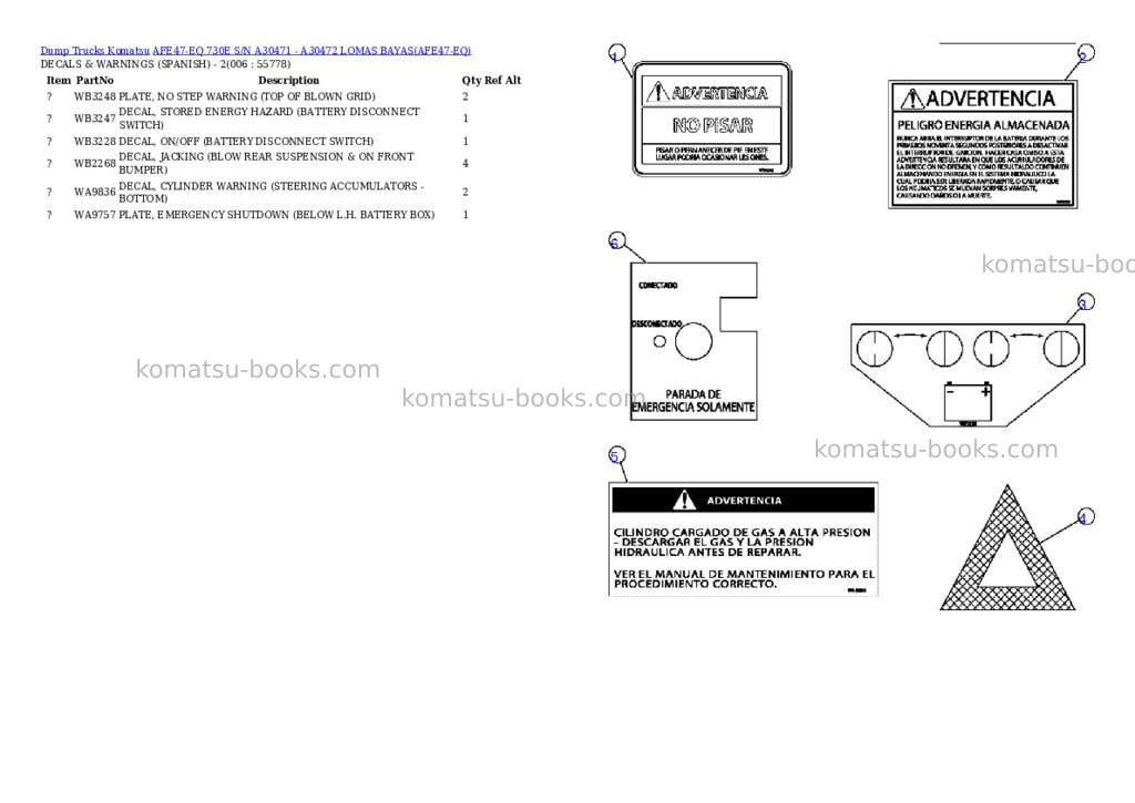 Komatsu afe47-eq 730e s/n a30471 - a30472 lomas bayas Parts catalog cover Page 3 Komatsu afe47-eq 730e s/n a30471 - a30472 lomas bayas Parts catalog cover Page 3
