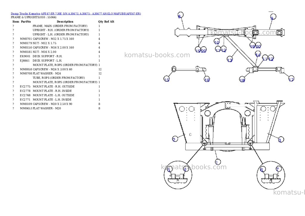Komatsu afe47-er 730e s/n a30473, a30475 - a30477 anglo mafube Parts catalog cover Page 5