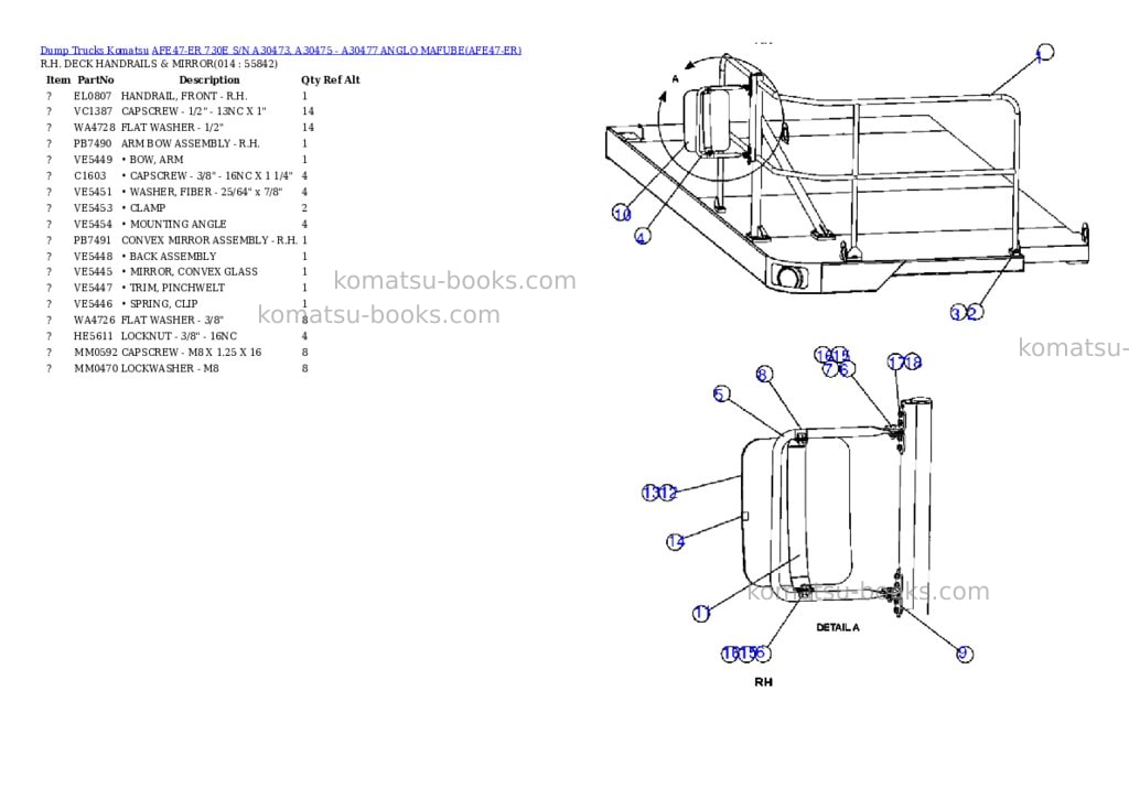 Komatsu afe47-er 730e s/n a30473, a30475 - a30477 anglo mafube Parts catalog cover Page 7