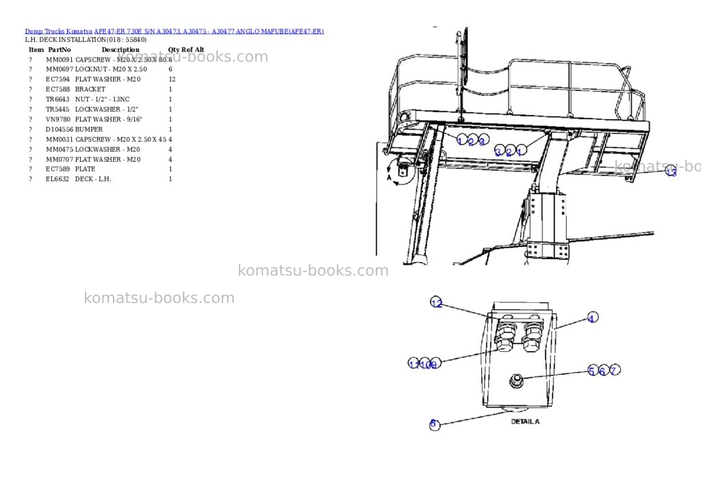 Komatsu afe47-er 730e s/n a30473, a30475 - a30477 anglo mafube Parts catalog cover Page 9