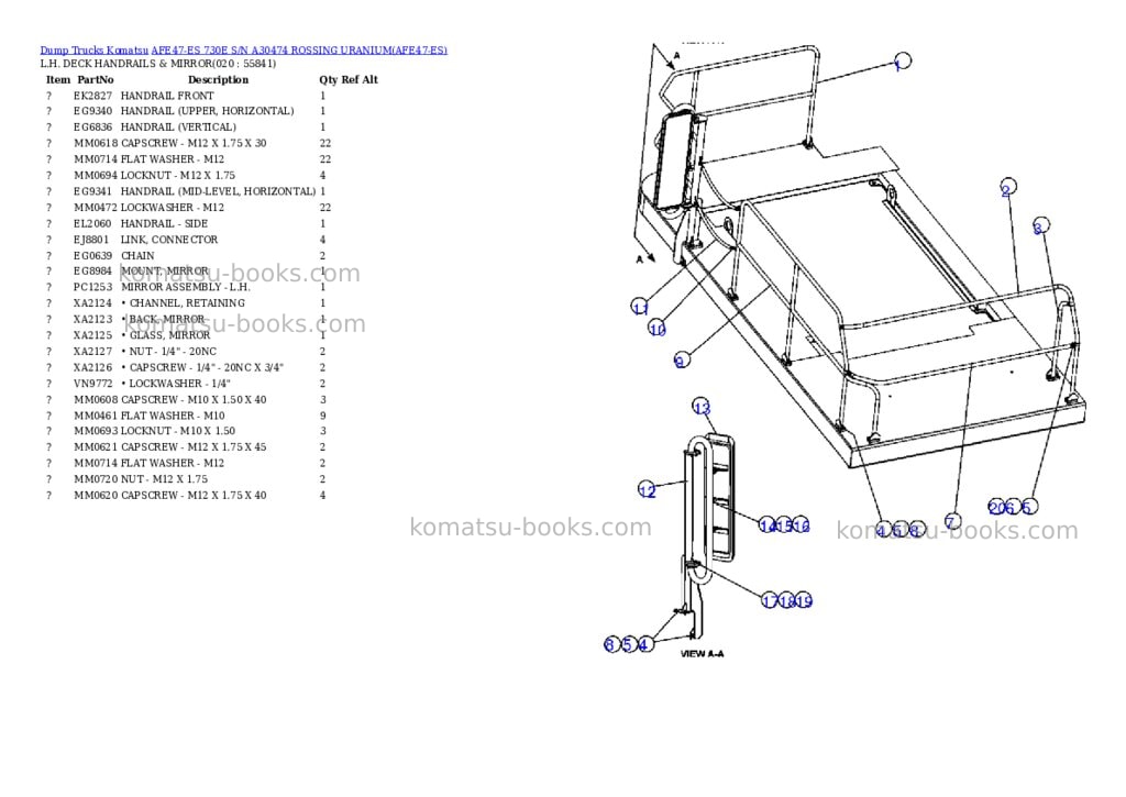 Komatsu afe47-es 730e s/n a30474 rossing uranium Parts catalog cover Page 10 Komatsu afe47-es 730e s/n a30474 rossing uranium Parts catalog cover Page 10