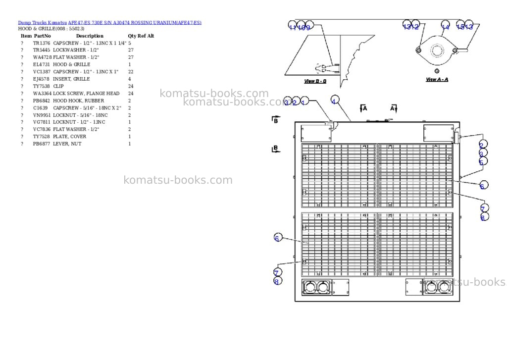 Komatsu afe47-es 730e s/n a30474 rossing uranium Parts catalog cover Page 4 Komatsu afe47-es 730e s/n a30474 rossing uranium Parts catalog cover Page 4