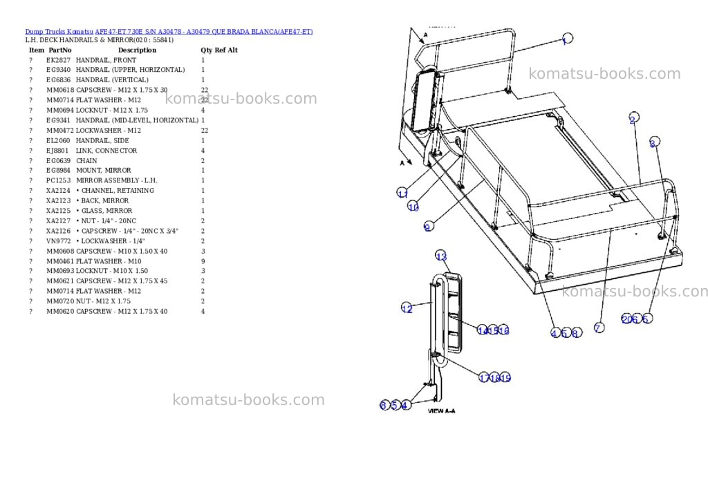 Komatsu afe47-et 730e s/n a30478 - a30479 que brada blanca Parts catalog cover Page 10