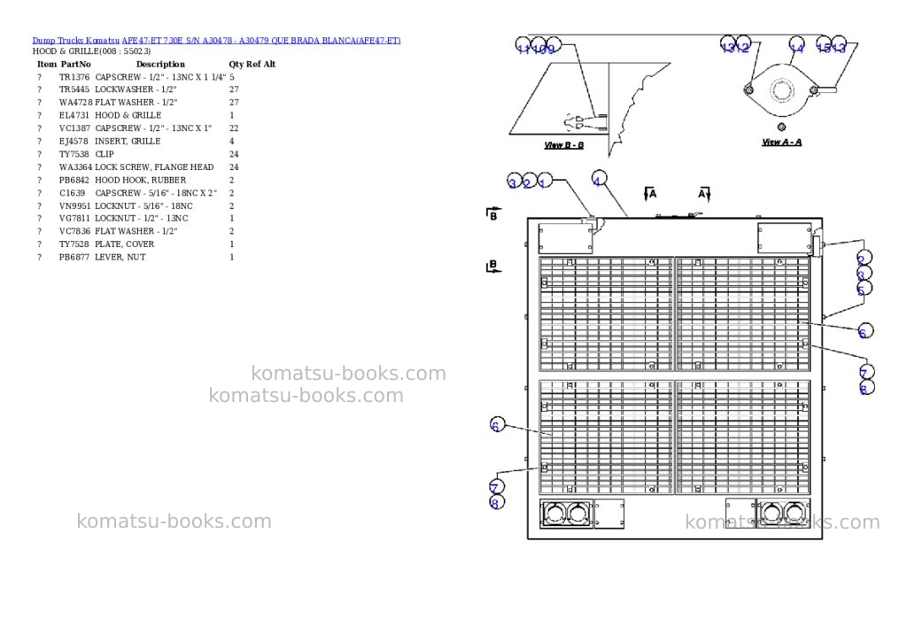 Komatsu afe47-et 730e s/n a30478 - a30479 que brada blanca Parts catalog cover Page 4