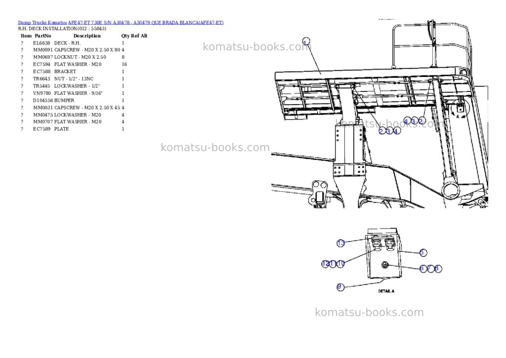 Komatsu afe47-et 730e s/n a30478 - a30479 que brada blanca Parts catalog cover Page 6