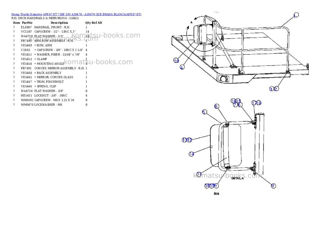 Komatsu afe47-et 730e s/n a30478 - a30479 que brada blanca Parts catalog cover Page 7