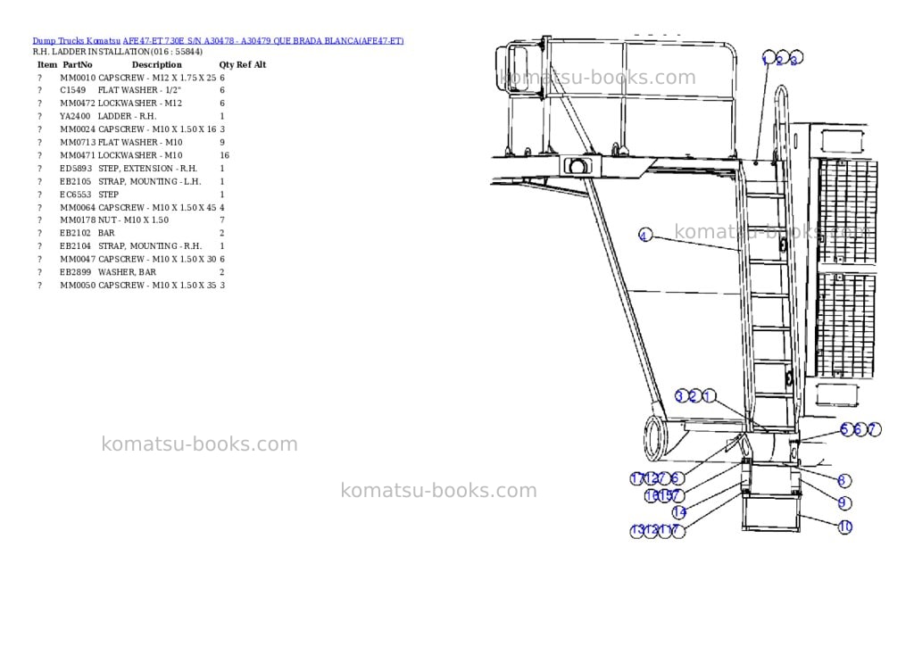 Komatsu afe47-et 730e s/n a30478 - a30479 que brada blanca Parts catalog cover Page 8