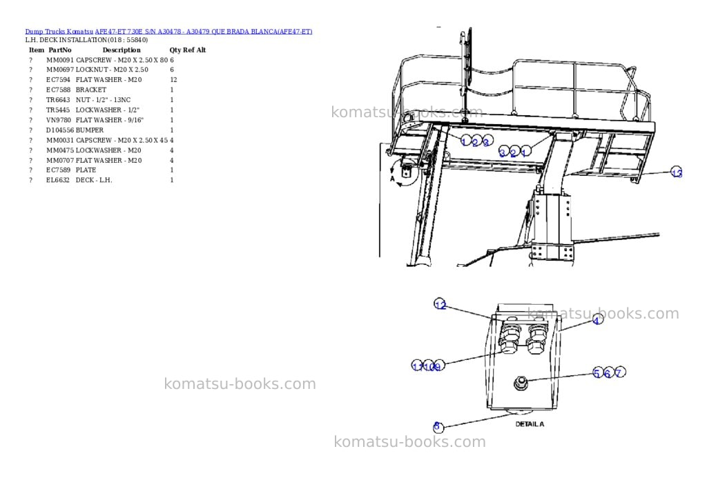 Komatsu afe47-et 730e s/n a30478 - a30479 que brada blanca Parts catalog cover Page 9