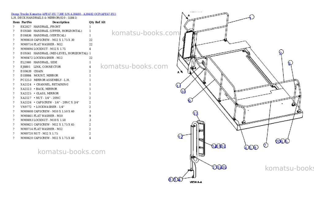 Komatsu afe47-eu 730e s/n a30480 - a30482 ocp Parts catalog cover Page 10