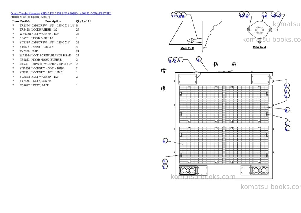 Komatsu afe47-eu 730e s/n a30480 - a30482 ocp Parts catalog cover Page 4