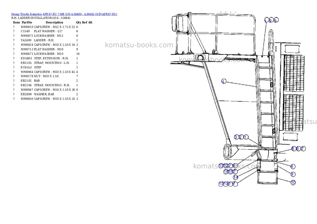 Komatsu afe47-eu 730e s/n a30480 - a30482 ocp Parts catalog cover Page 8