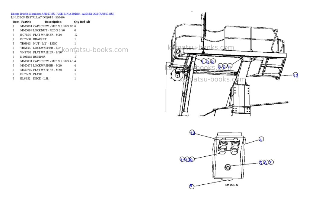 Komatsu afe47-eu 730e s/n a30480 - a30482 ocp Parts catalog cover Page 9