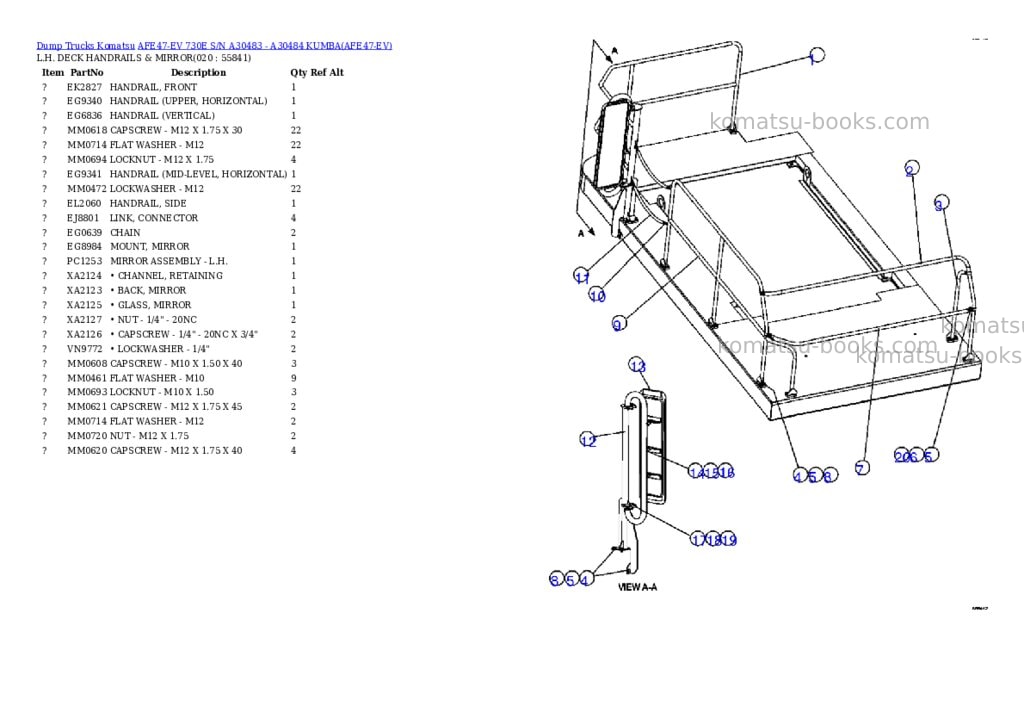 Komatsu afe47-ev 730e s/n a30483 - a30484 kumba Parts catalog cover Page 10 Komatsu afe47-ev 730e s/n a30483 - a30484 kumba Parts catalog cover Page 10