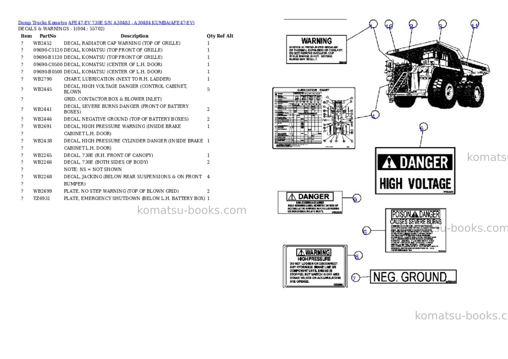 Komatsu afe47-ev 730e s/n a30483 - a30484 kumba Parts catalog cover Page 2 Komatsu afe47-ev 730e s/n a30483 - a30484 kumba Parts catalog cover Page 2