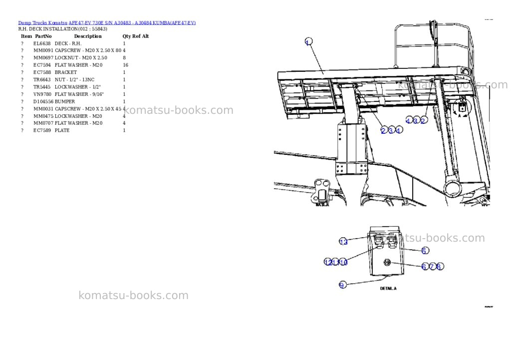 Komatsu afe47-ev 730e s/n a30483 - a30484 kumba Parts catalog cover Page 6 Komatsu afe47-ev 730e s/n a30483 - a30484 kumba Parts catalog cover Page 6