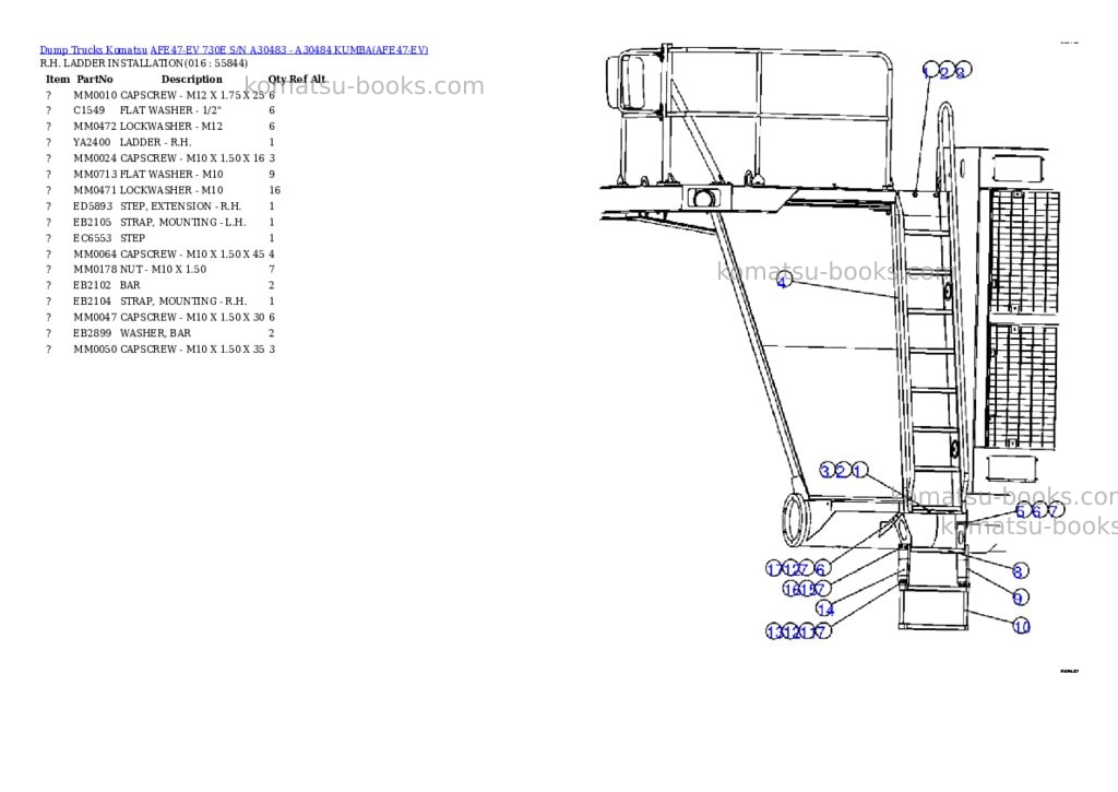 Komatsu afe47-ev 730e s/n a30483 - a30484 kumba Parts catalog cover Page 8 Komatsu afe47-ev 730e s/n a30483 - a30484 kumba Parts catalog cover Page 8