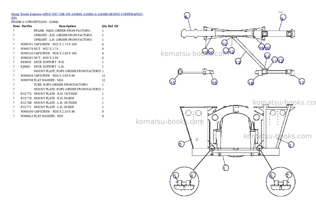 Komatsu afe47-ew 730e s/n a30466, a30485 & a30486 dexing copper Parts catalog cover Page 5 Komatsu afe47-ew 730e s/n a30466, a30485 & a30486 dexing copper Parts catalog cover Page 5
