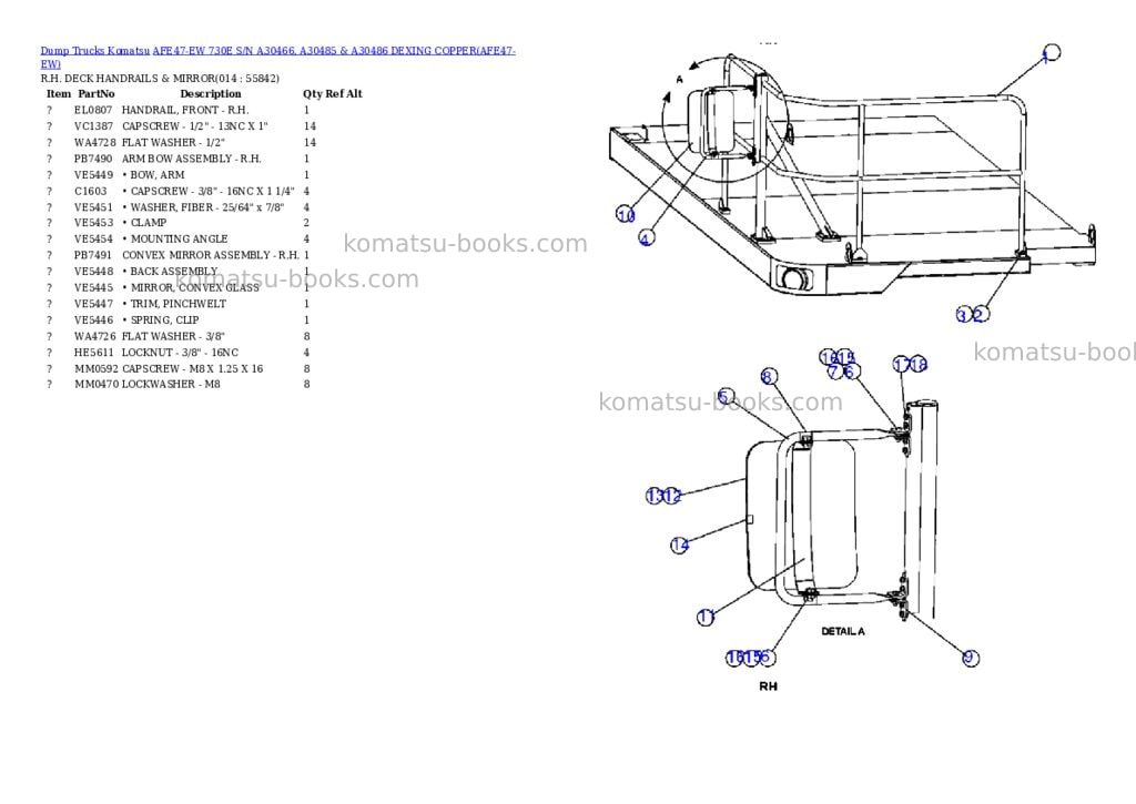 Komatsu afe47-ew 730e s/n a30466, a30485 & a30486 dexing copper Parts catalog cover Page 7 Komatsu afe47-ew 730e s/n a30466, a30485 & a30486 dexing copper Parts catalog cover Page 7