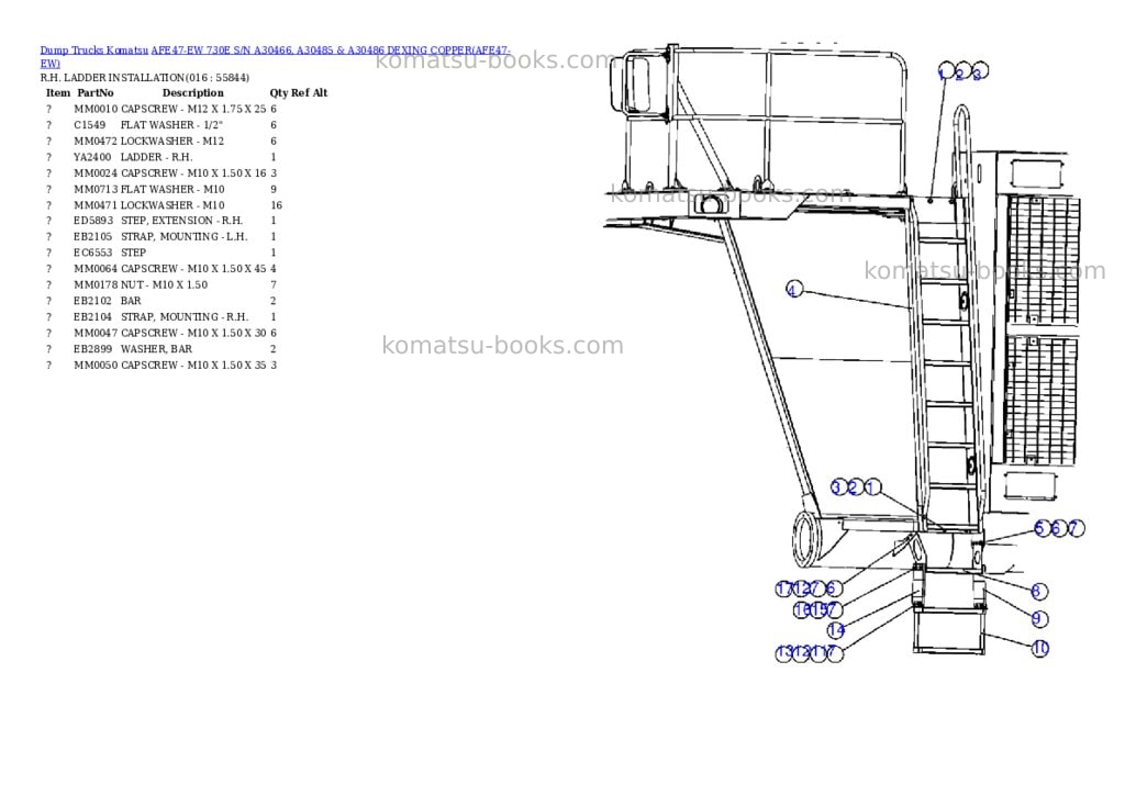 Komatsu afe47-ew 730e s/n a30466, a30485 & a30486 dexing copper Parts catalog cover Page 8 Komatsu afe47-ew 730e s/n a30466, a30485 & a30486 dexing copper Parts catalog cover Page 8