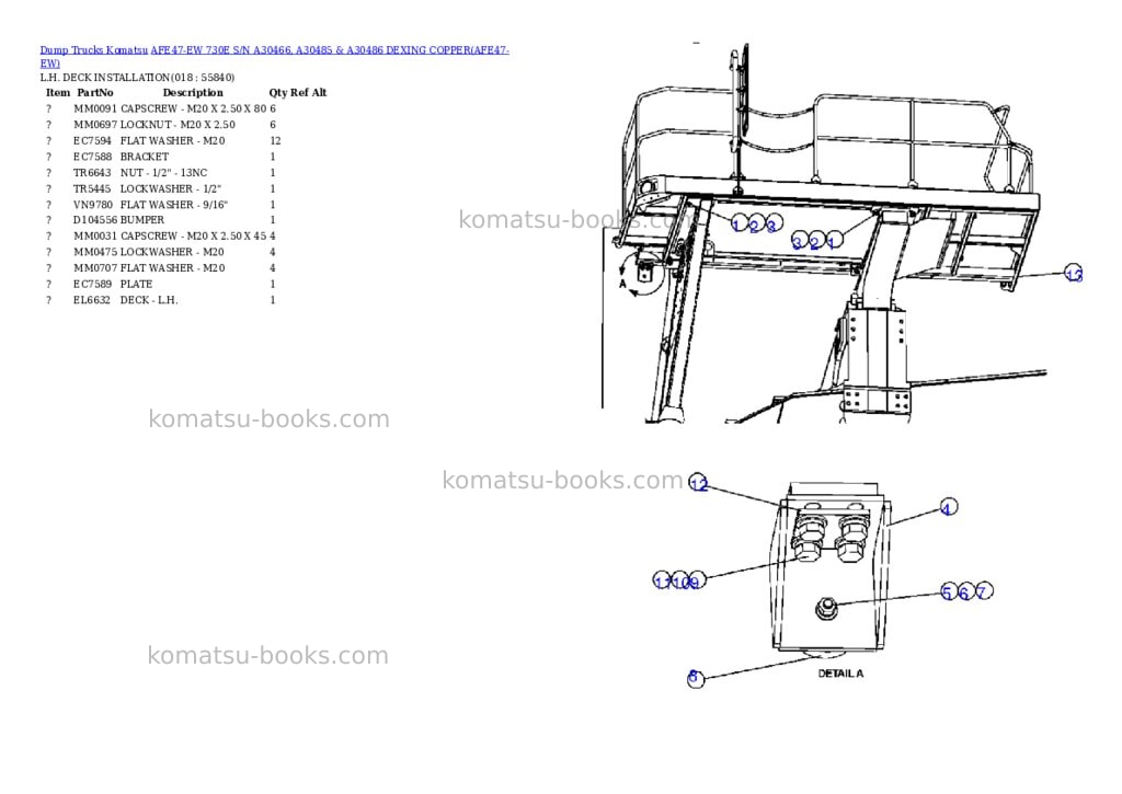 Komatsu afe47-ew 730e s/n a30466, a30485 & a30486 dexing copper Parts catalog cover Page 9 Komatsu afe47-ew 730e s/n a30466, a30485 & a30486 dexing copper Parts catalog cover Page 9