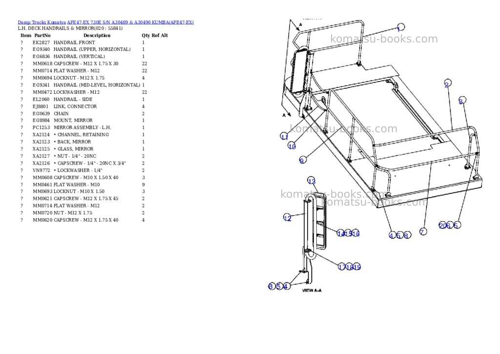 Komatsu afe47-ex 730e s/n a30489 & a30490 kumba Parts catalog cover Page 10 Komatsu afe47-ex 730e s/n a30489 & a30490 kumba Parts catalog cover Page 10