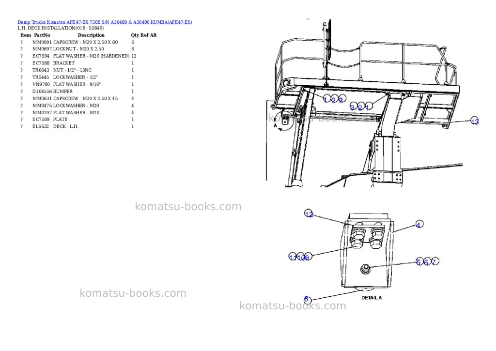 Komatsu afe47-ex 730e s/n a30489 & a30490 kumba Parts catalog cover Page 9 Komatsu afe47-ex 730e s/n a30489 & a30490 kumba Parts catalog cover Page 9