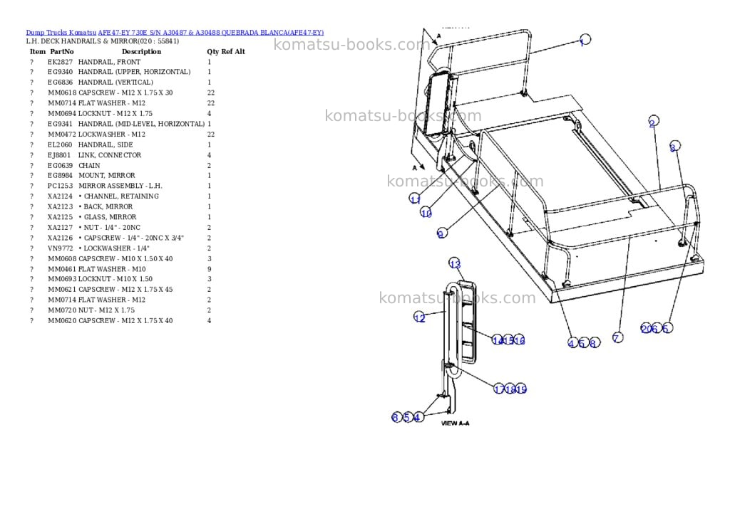 Komatsu afe47-ey 730e s/n a30487 & a30488 quebrada blanca Parts catalog cover Page 10