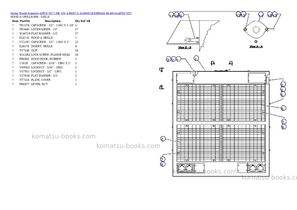 Komatsu afe47-ey 730e s/n a30487 & a30488 quebrada blanca Parts catalog cover Page 4
