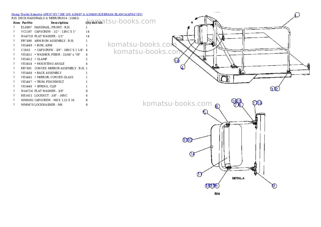Komatsu afe47-ey 730e s/n a30487 & a30488 quebrada blanca Parts catalog cover Page 7