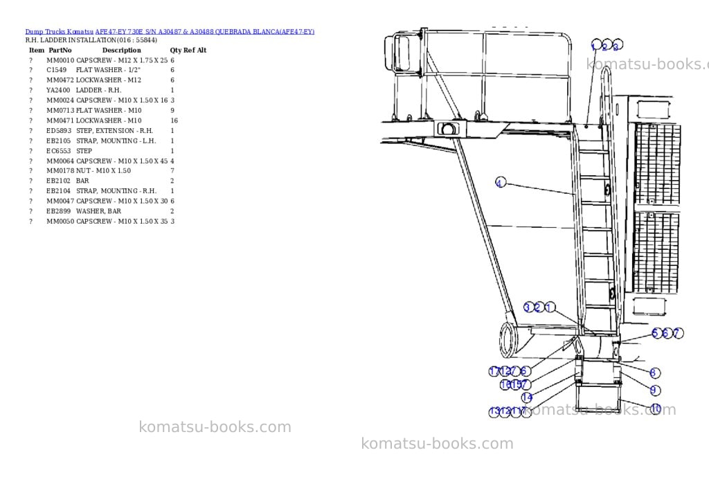 Komatsu afe47-ey 730e s/n a30487 & a30488 quebrada blanca Parts catalog cover Page 8