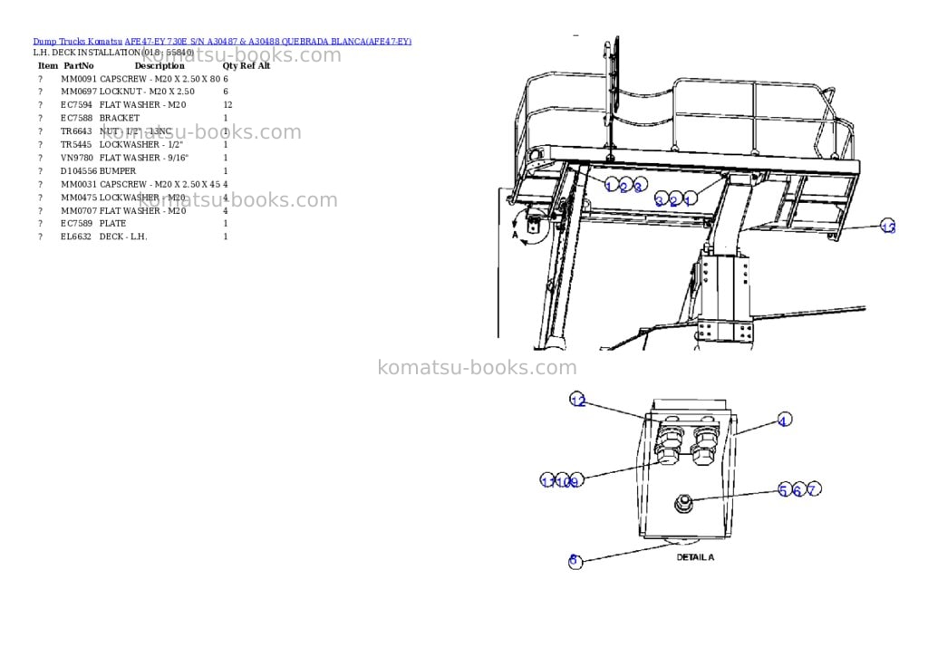 Komatsu afe47-ey 730e s/n a30487 & a30488 quebrada blanca Parts catalog cover Page 9