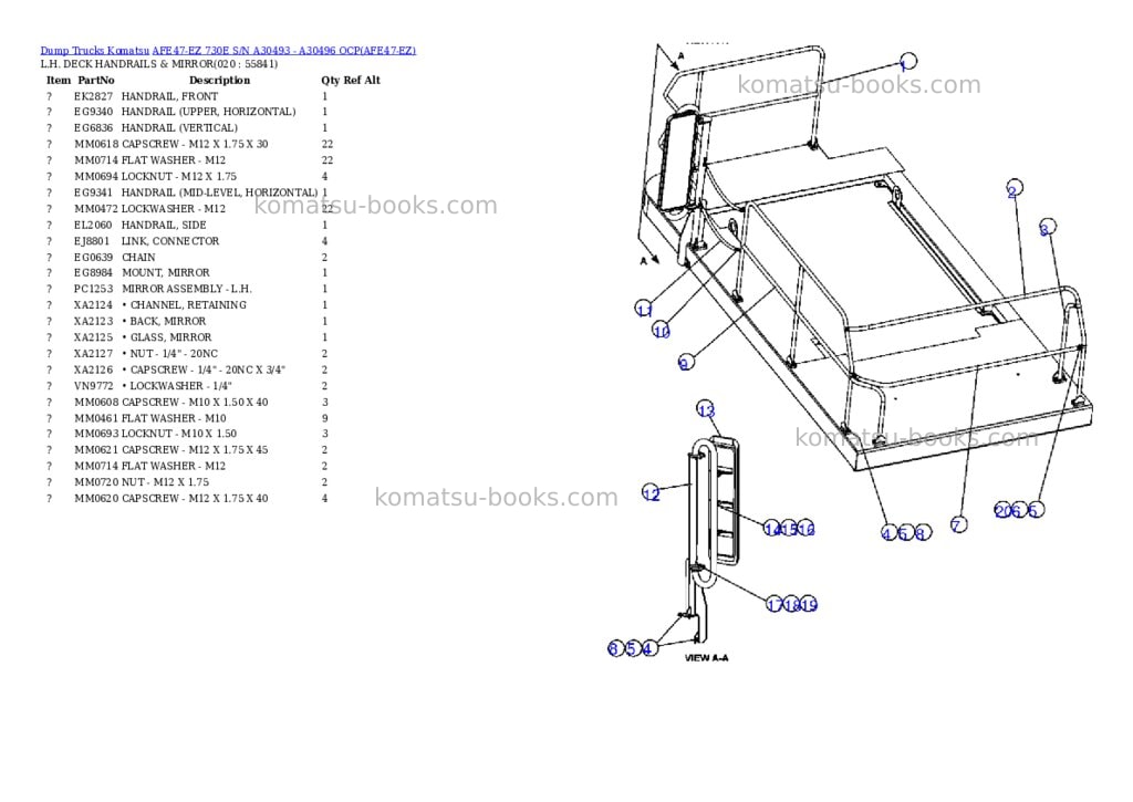 Komatsu afe47-ez 730e s/n a30493 - a30496 ocp Parts catalog cover Page 10 Komatsu afe47-ez 730e s/n a30493 - a30496 ocp Parts catalog cover Page 10