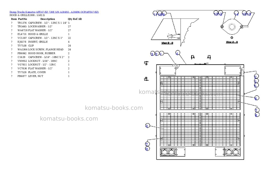 Komatsu afe47-ez 730e s/n a30493 - a30496 ocp Parts catalog cover Page 4 Komatsu afe47-ez 730e s/n a30493 - a30496 ocp Parts catalog cover Page 4