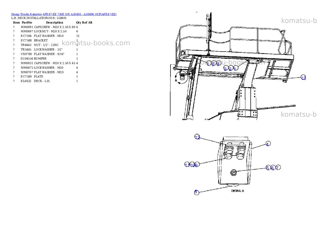 Komatsu afe47-ez 730e s/n a30493 - a30496 ocp Parts catalog cover Page 9 Komatsu afe47-ez 730e s/n a30493 - a30496 ocp Parts catalog cover Page 9