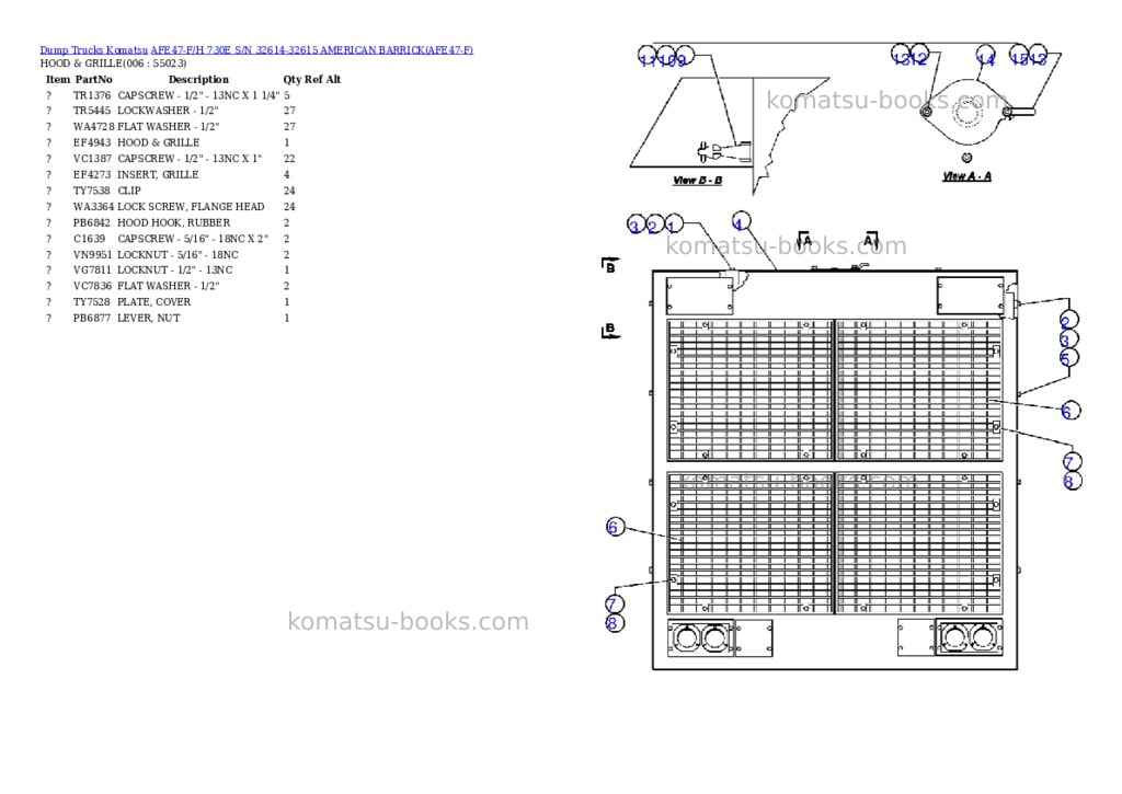 Komatsu afe47-f/h 730e s/n 32614-32615 american barrick Parts catalog cover Page 3 Komatsu afe47-f/h 730e s/n 32614-32615 american barrick Parts catalog cover Page 3