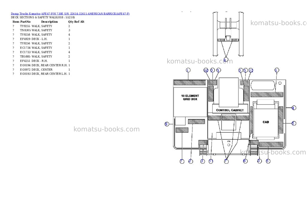 Komatsu afe47-f/h 730e s/n 32614-32615 american barrick Parts catalog cover Page 8 Komatsu afe47-f/h 730e s/n 32614-32615 american barrick Parts catalog cover Page 8