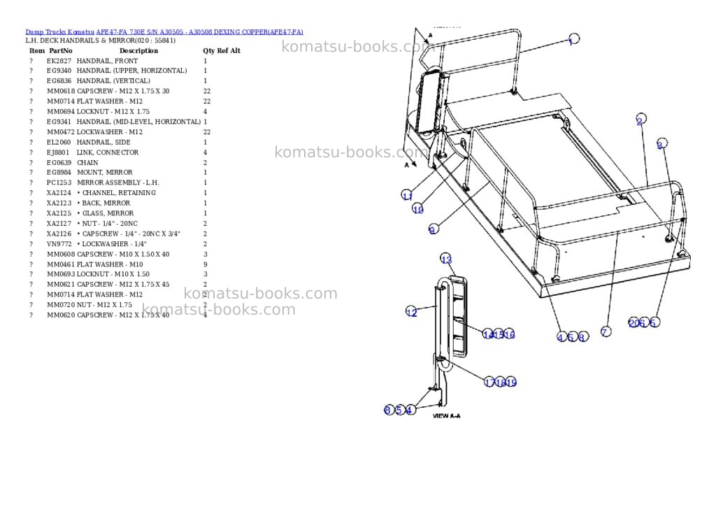 Komatsu afe47-fa 730e s/n a30505 - a30508 dexing copper Parts catalog cover Page 10 Komatsu afe47-fa 730e s/n a30505 - a30508 dexing copper Parts catalog cover Page 10