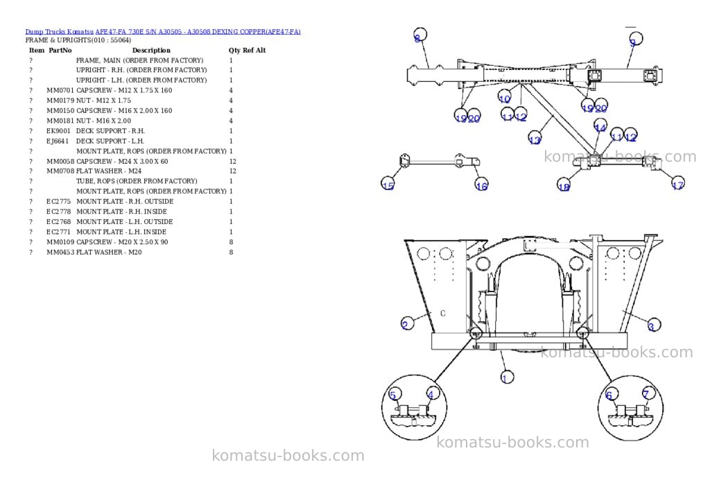 Komatsu afe47-fa 730e s/n a30505 - a30508 dexing copper Parts catalog cover Page 5 Komatsu afe47-fa 730e s/n a30505 - a30508 dexing copper Parts catalog cover Page 5