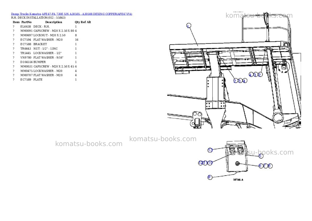 Komatsu afe47-fa 730e s/n a30505 - a30508 dexing copper Parts catalog cover Page 6 Komatsu afe47-fa 730e s/n a30505 - a30508 dexing copper Parts catalog cover Page 6
