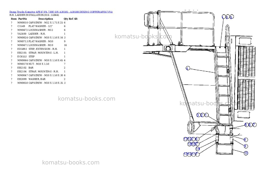 Komatsu afe47-fa 730e s/n a30505 - a30508 dexing copper Parts catalog cover Page 8 Komatsu afe47-fa 730e s/n a30505 - a30508 dexing copper Parts catalog cover Page 8