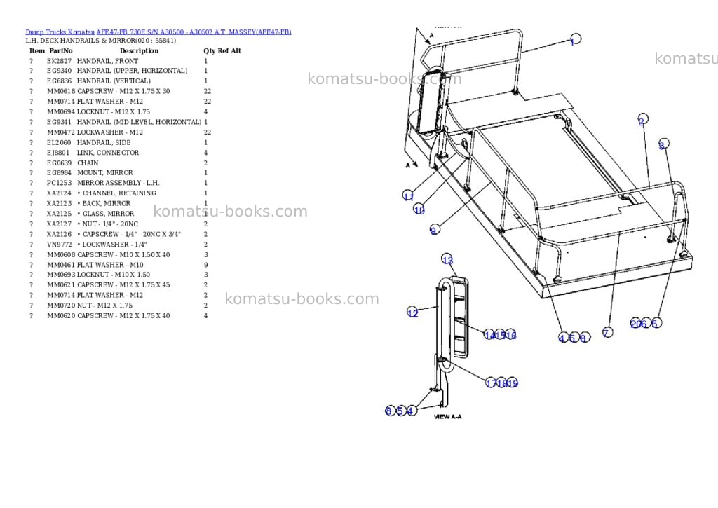 Komatsu afe47-fb 730e s/n a30500 - a30502 a.t. massey Parts catalog cover Page 10