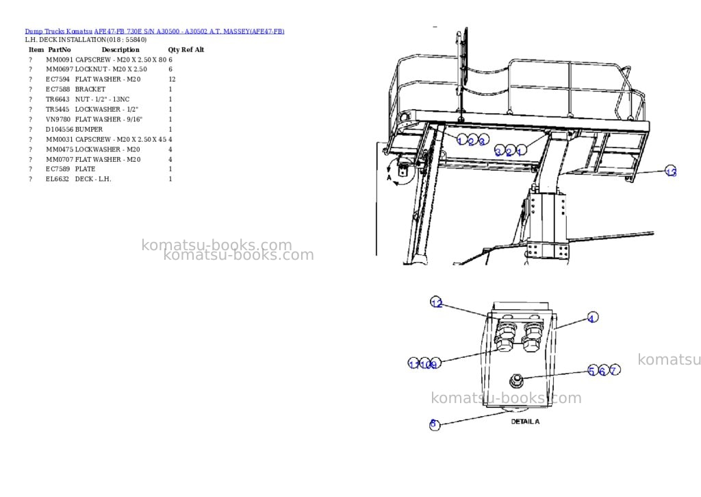 Komatsu afe47-fb 730e s/n a30500 - a30502 a.t. massey Parts catalog cover Page 9