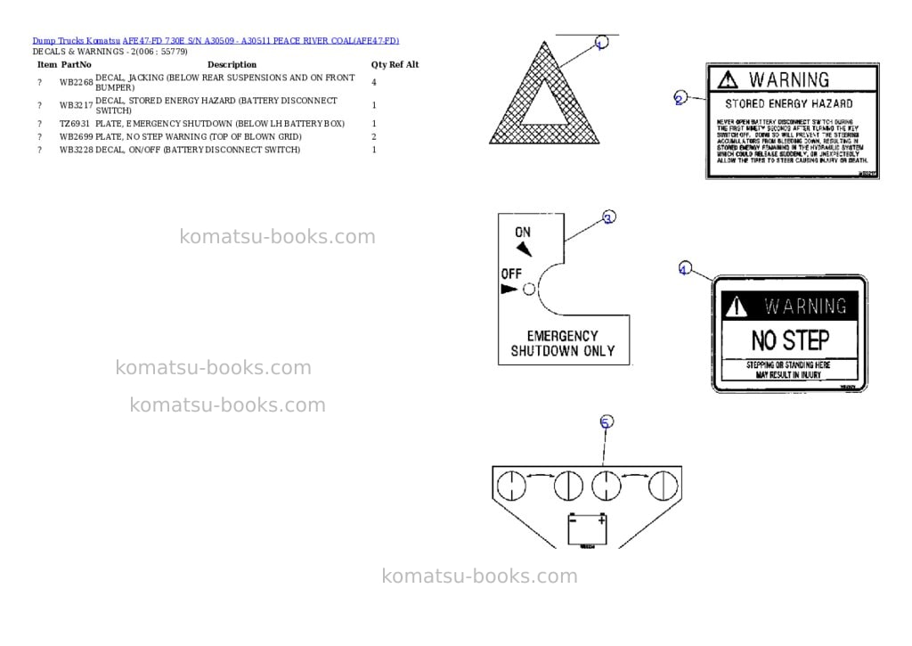 Komatsu afe47-fd 730e s/n a30509 - a30511 peace river coal Parts catalog cover Page 3 Komatsu afe47-fd 730e s/n a30509 - a30511 peace river coal Parts catalog cover Page 3
